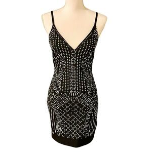 Windsor Black and Silver Embellished Bodycon Holiday Dress